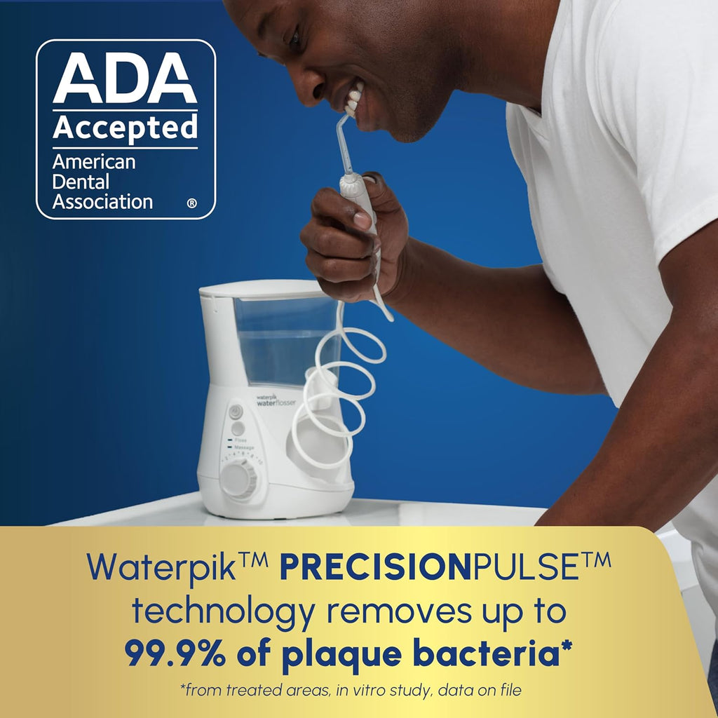 Waterpik Aquarius Water Flosser - Electric Dental Care Device with 10 Settings & 7 Tips - ADA Accepted, White WP-660