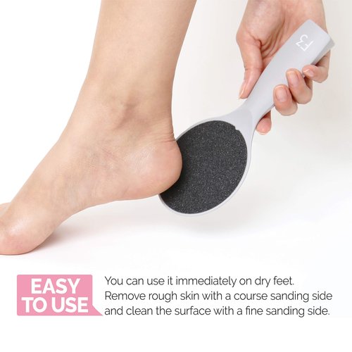 F3 Systems, Self-Standing Emery Foot File, Double-Sided Pedicure Tool, Effective for Cracked Heel, for Wet & Dry Feet, Pedicure, Hygienic Exfoliating, Callus Remover, Foot Scrubber, Professional Care