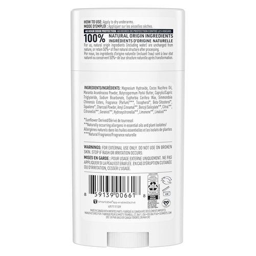 Schmidt's Charcoal & Magnesium Vegan Deodorant - 24 Hour Odor Protection, Natural Ingredients, 2.65 oz