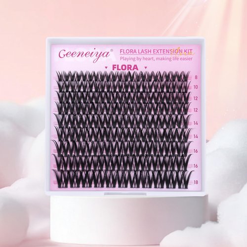 Geeneiya FLORA Lash Clusters, 8-18MM Wispy Eyelash Clusters, Natural Cluster Lashes for Beginners, Waterproof Cluster Eyelash Extensions DIY Lashes (Not Kit)