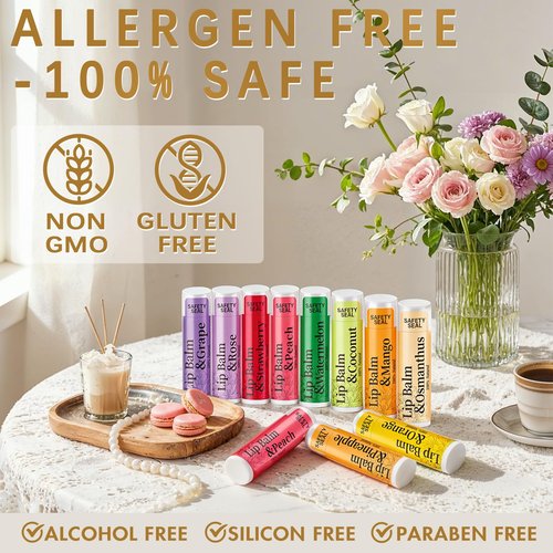 RBUGR 250 Pcs Lip Balm Bulk,12 Fruit Flavored Natural Bulk Lip Balm, Lip Balms Pack with Vitamin E, Lip Balms Gift Set Women Stocking Stuffers Party Favors, Moisturizing&Soothing(4.2g/0.15oz)