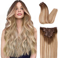 DIYOMO human hair clip in extensions Soft&Natural clip in hair extensions real human hair 120g 7pcs Straight&Invisible (14Inch #3822)