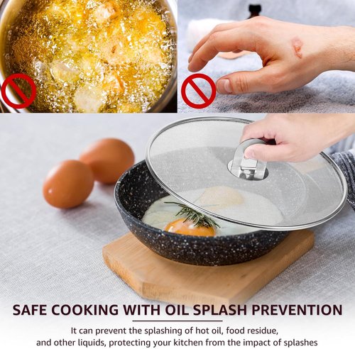 Skiennix Splatter Guard Set - Stainless Steel Frying Pan Screens with Foldable Handles | 3 Sizes (9.8", 11.4", 13")