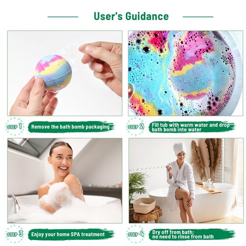 Leafgift Bath Bombs Gift Set, 12pcs Handmade Bath Fizzies with Natural Sea Salt Cocoa & Shea Butter, Perfect for Bubble Bath Spa, Moisturizing Dry Skin, Stress Relief, Best Gift for Women, Men