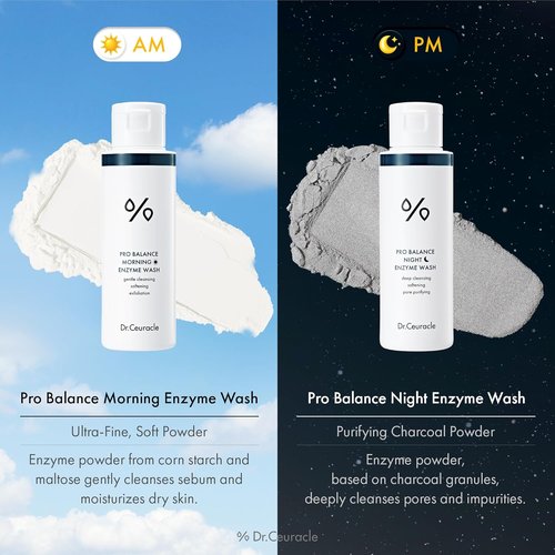 Dr.Ceuracle Pro Balance Enzyme Powder Face Wash - Korean Natural Cleanser for Deep Pore Cleansing & pH Balance (Night Wash)