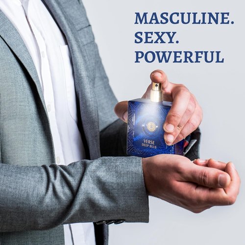 NovoGlow Verse Deep Blue Eau de Parfum Spray for Men | Casual Daily Cologne - 3.4 Oz Bottle, Perfect Gift for Any Occasion