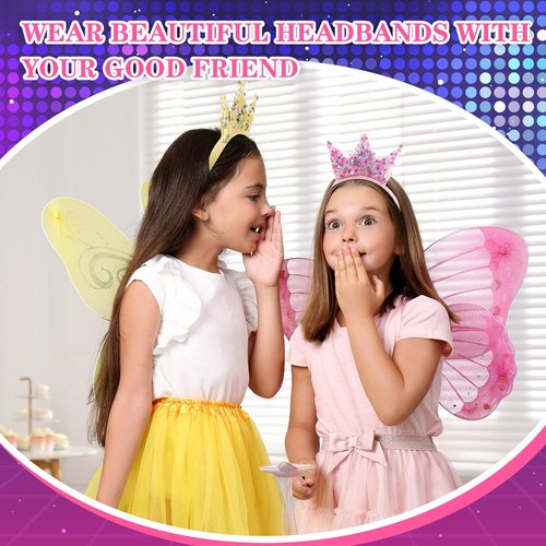 Juexica 24 Pcs LED Princess Crown Headbands Glow Sequin Glitter Light up Crown Headbands for Girls Women Tiara Princess Birthday Party Favors Bling Hair Accessories