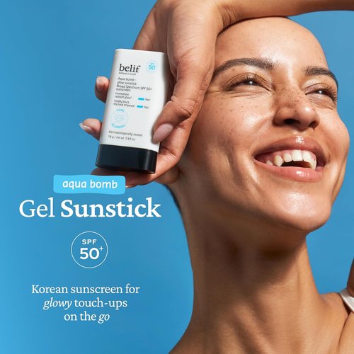 Belif Aqua Bomb Sunscreen Stick SPF 50+ | Lightweight Korean Face Sunstick with Niacinamide & Hyaluronic Acid, 0.63 oz