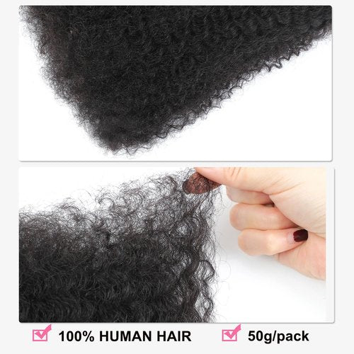 Afro Kinkys Bulk Human Hair -100% Real Human Hair for Mini Twist, Braiding, Loc Extensions & Crochet, 14 Inch 50g 4c Kinky Curly Hair Bundles, Natural Afro Bulk for Dreadlocks