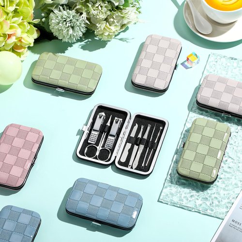 Lanties 24 Sets Manicure Pedicure Bulk Gifts Professional Nail Care Gifts, Travel Nail Clippers Kit 8 in 1 Stainless Steel Pedicure Set with Case Portable Grooming Kits for Women Men(Fresh)