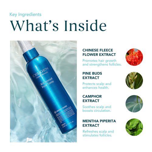 Celgen Advanced Hair Tonic – Scalp Clarifying Spray for Hair Thickening - Soothing Deep Clean Tonic for Thinning Scalp, Nourishing Daily Care with Menthol Refresh and Botanical Extracts (5.07 fl oz)
