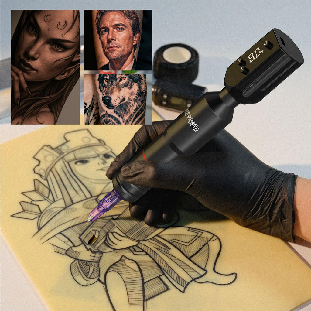 Wormhole Wireless Tattoo Gun Kit – Professional Rotary Tattoo Machine with Dual 1200mAh Batteries, Ergonomic Design, Tattoo Inks, Practice Skin, Needles & Complete Accessories for Beginners