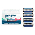 Preserve Shave 5 Razor Blades Refills - 5 Blade Razors for Men & Women - Ceramic Coated Shavers for Comfort with Aloe-Cocoa Butter Strip - Reusable Shaving Refill - 4 Pack