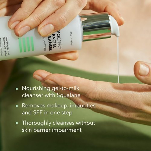 BIOEFFECT Facial Cleanser - Hydrating Gel-to-Milk Face Wash with Squalane | Removes Makeup & Impurities, 120ml