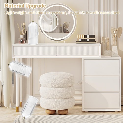 Ezebesta 1PCS Makeup Brush Holder Organizer with Clear Lid 360 Rotating Sliding Opening Dustproof Brushes Container for Vanity