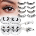 QUEWEL Magnetic Eyelashes 4 Pair Reusable Magnetic Eyelashes with Applicator No Glue Needed Eyelashes Natural Look Lash Clusters Kit Easy to Wear and Remove(4 Pairs-A05)