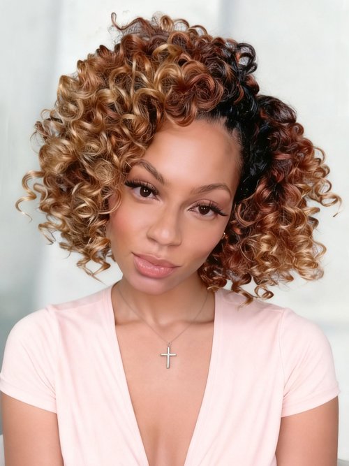 Ocean Wave Crochet Hair Pre Looped GoGo Curl Crochet Braids 12 Inch Ombre Brown Blonde Curly Hair Crochet Deep Water Wave Beach Curl Synthetic Braiding Hair Extensions 7 Packs 1B/30/27