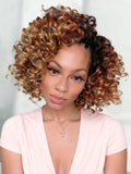 Ocean Wave Crochet Hair Pre Looped GoGo Curl Crochet Braids 12 Inch Ombre Brown Blonde Curly Hair Crochet Deep Water Wave Beach Curl Synthetic Braiding Hair Extensions 7 Packs 1B/30/27