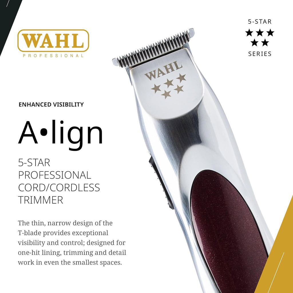Wahl Professional 5 Star Align Trimmer - Cordless Narrow T-Blade with 180-Minute Run Time