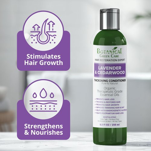 Botanical Green Care 'Lavender & Cedarwood' CONDITIONER - Thickening, Hair Growth, Strengthening Conditioner for Thinning Hair. Color Safe