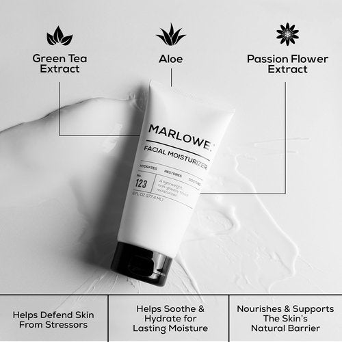Marlowe. No. 123 Facial Moisturizer for Men - Hydrating Daily Lotion with Aloe Vera & Green Tea, 6 oz