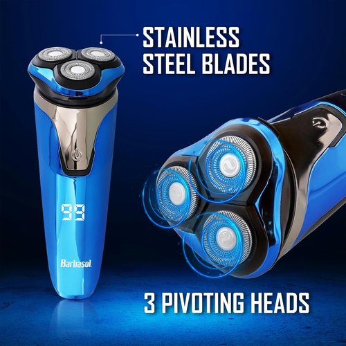 Skiennix Rechargeable Electric Rotary Shaver - Wet & Dry Use, Stainless Steel Blades, LCD Screen
