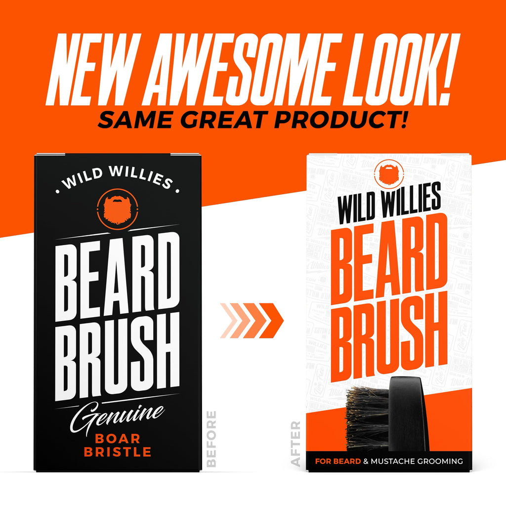 Wild Willies Natural Boar Bristle Brush for Hair & Beard - Multipurpose Boar Bristle Hair Brush for Grooming Slick Back Hair, Beard, and Mustache - Travel Size Beard & Hair Brush for Men