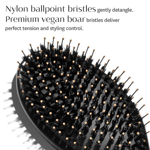 T3 Polish & Shine Oval Hairbrush - Premium Vegan Boar & Nylon Dual Bristle Design for Smoothing & Detangling