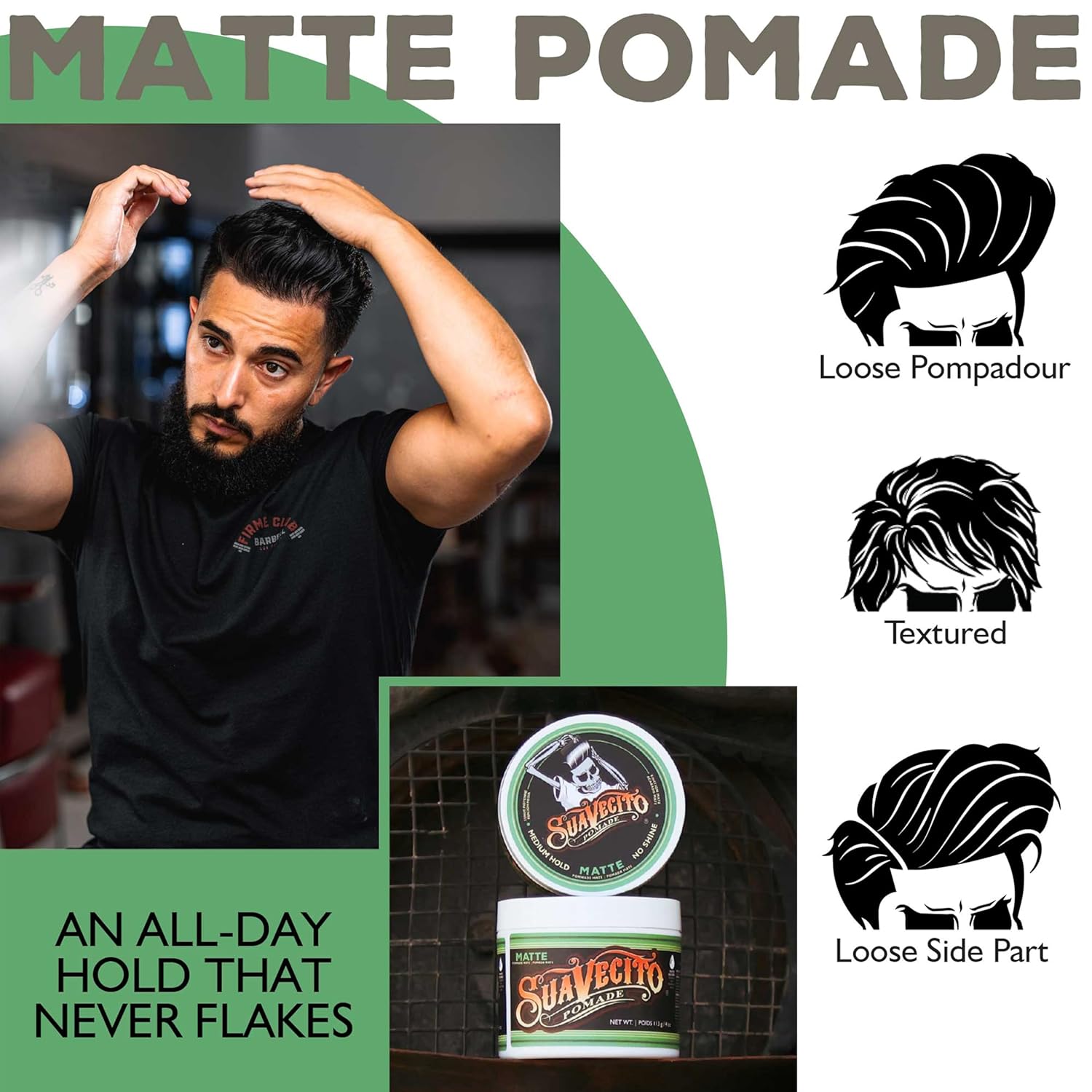 Suavecito Pomade - Matte Hair Paste for Natural Texture - Medium Hold, 4 oz | Perfect for Men's Hairstyles