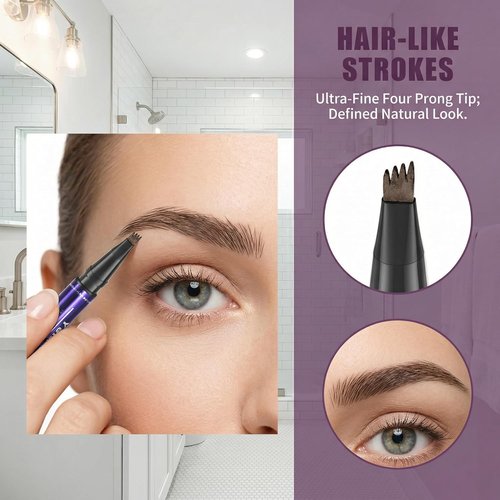 Skiennix 2-in-1 Eyebrow Pen - Waterproof Microblading Pencil with Tinting Gel | 5 Natural Shades (Dark Brown)