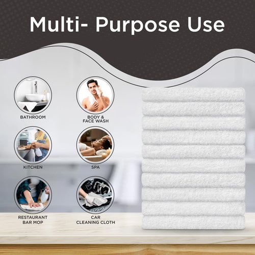 DecorRack 20 Pack 100% Cotton Wash Cloth, Luxurious Soft, 12 x 12 inch Ultra Absorbent, Machine Washable Premium Quality Washcloths, White (20 Pack)