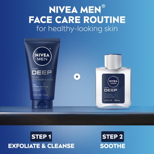 NIVEA MEN Deep Refreshing and Hydrating After Shave Lotion, Aftershave Lotion for Men Soothes Shave Irritation, 3.3 Fl Oz Bottle, Pack of 3