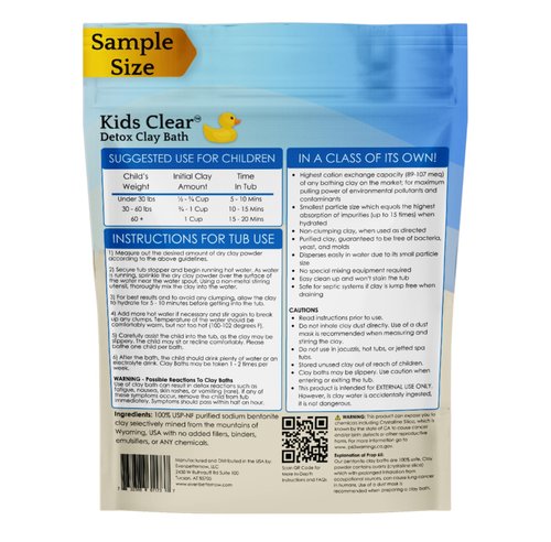 Kids Clear Detox Clay Bath, 100% Pure Sodium Bentonite - Cleansing and Purifying, by -Evenbetternow LLC – 0.5 lb (8 oz) Sample/Trial Size