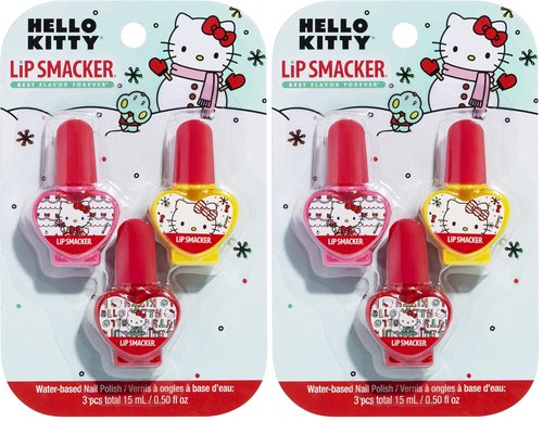 Lip Smacker Holiday Hello Kitty Nail Polish Trio Gift For Girls (Pack of 2)