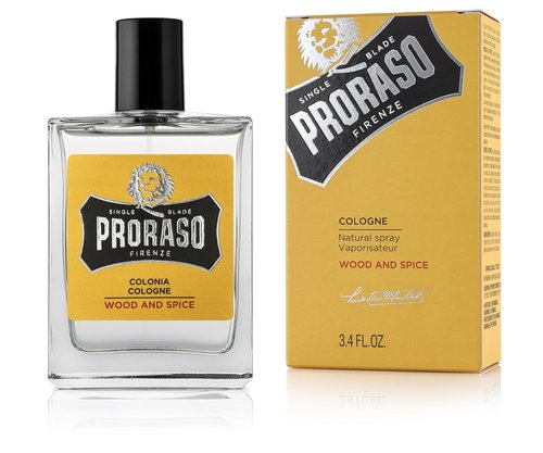 Proraso Wood and Spice Cologne - Masculine Eau de Cologne with Cumin, Saffron, Cedarwood & Vanilla - 3.4oz