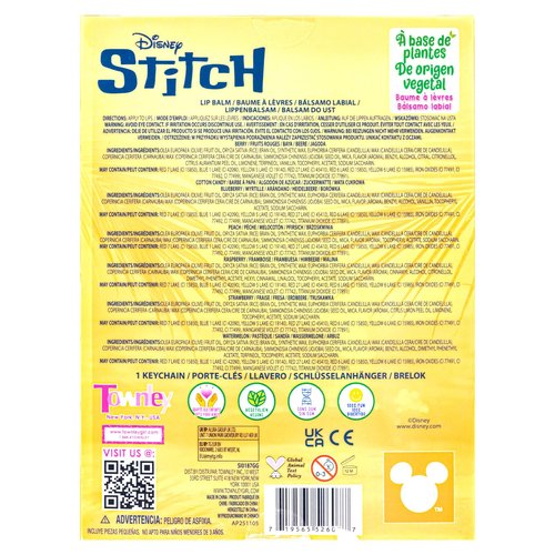 Stitch 7 Pack Lip Balm with Keychain Plant Based Hydrating Moisturize Lip Balm for Girls Kids Age 3+ by Townley Girl