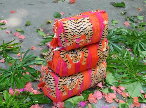 INDACORIFY 100% Cotton Block Print Cosmetic Toiletry Bags Boho Beauty Toiletry Kits Travel Case Pouch for Women's Printed Cotton Tote Bag (Pattern- 2)