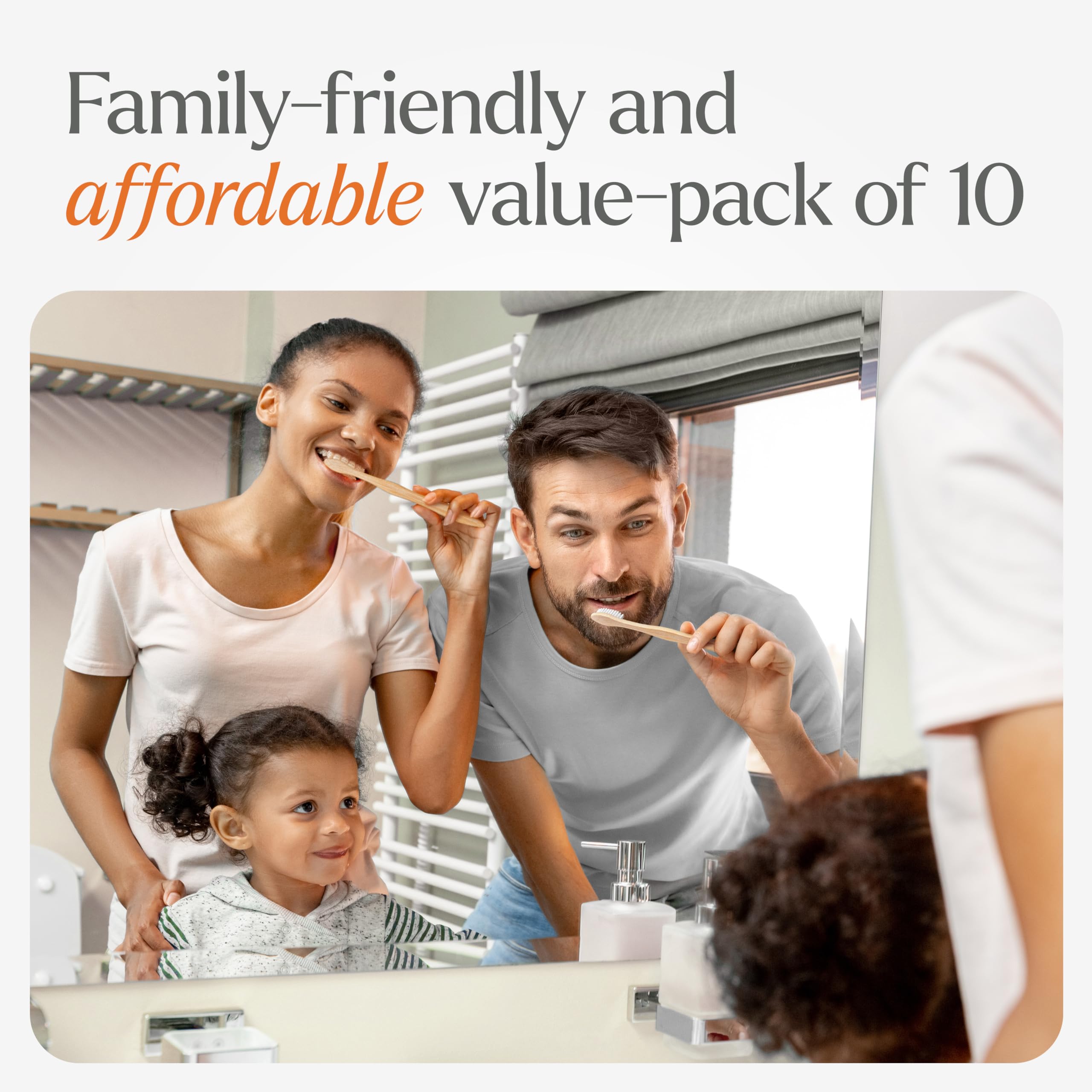 VIVAGO Extra Hard Toothbrushes for Adults - 10 Pack - BPA Free Hard Bristle Toothbrush - Extra Firm Bamboo Toothbrushes