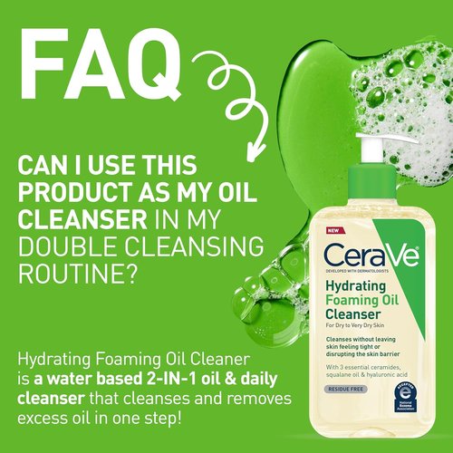 CeraVe Hydrating Foaming Oil Cleanser - Moisturizing Formula with Squalane & Hyaluronic Acid | 8 FL Oz
