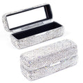 Framendino, Rhinestone Lipstick Case with Mirror Bling Crystal Lip Pomade Holder for Women (Silver)