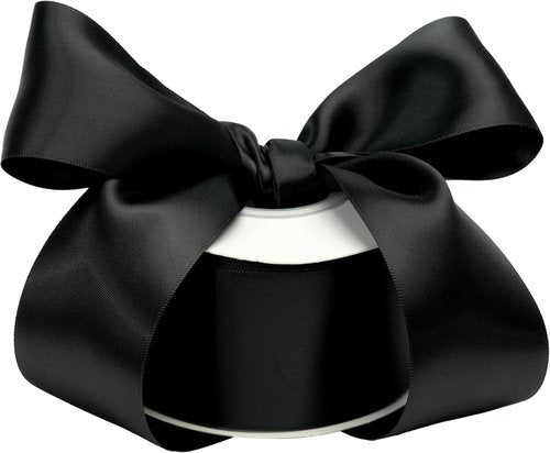 Black Ribbon 2 Inch Double Face Satin Ribbon - Thick Wedding & Craft Decor | 25 Yards
