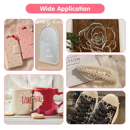 MYDBUYSOME 3701PCS Pearl Stickers Pearls for Crafting - Self Adhesive Pearls for Hair Face Makeup Eye Nail Crafts, Stick On Gems (White, Assorted Sizes)