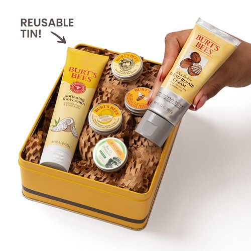 Burt's Bees Classics Gift Set - 6 Essential Products in Giftable Tin | Cuticle Cream, Hand Salve & More