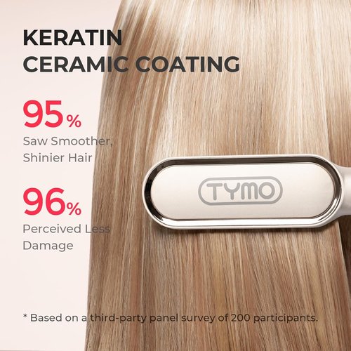 TYMO Ring Hair Straightener Brush - Fast Heating Comb with 5 Temperature Settings | Gold Finish