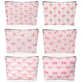 Kacctyen 6 Pack Pink Coquette Bow Makeup Bag Preppy Cosmetic Bags Zipper Pouch Travel Toiletry Bag Pink Trendy Pouch Bag Gift for Coquette Birthday Paty Favor Girls Travel Storage Accessories