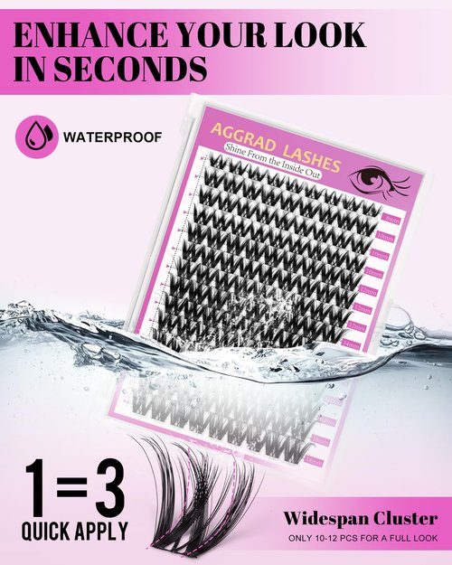 Flora Lash Clusters 8-18mm Light-Volume Wispy Eyelash Clusters D Curl - WideSpan DIY Eyelash Extension Spiky Cat Eye Lashes Individual Fake Eyelashes Clusters with 0.03mm Ultra-Thin Black Band