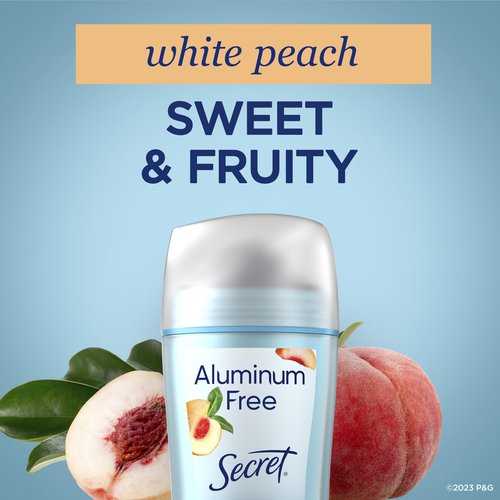 Secret Aluminum Free Deodorant for Women, 48hr Odor Protection, Free of Parabens Dyes Talc & Baking Soda, PH Balancing Minerals, Invisible Solid, White Peach Scent, 2.4 oz (Pack Of 3)