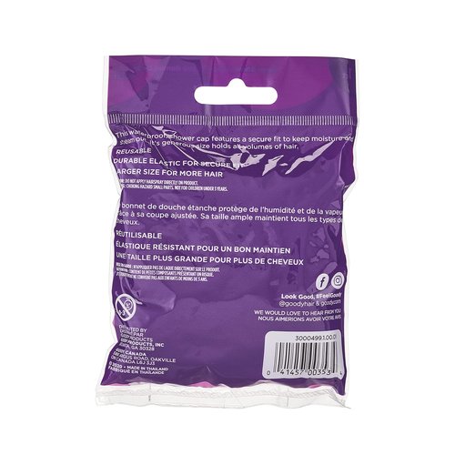 Goody Styling Essentials Shower Cap - Durable Waterproof Hair Protection for All Ages | 1 Count
