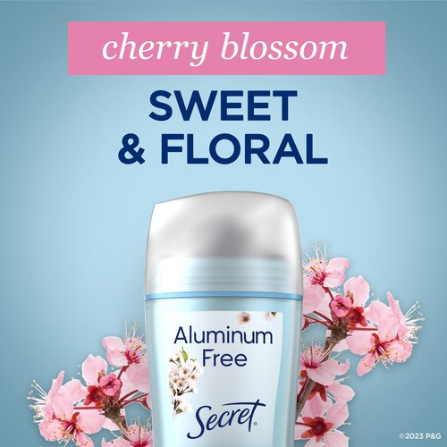 Secret Aluminum Free Deodorant for Women, 48hr Odor Protection, Free of Parabens Dyes Talc & Baking Soda, PH Balancing Minerals, Dry Solid, Cherry Blossom Scent, 2.4 oz (Pack Of 3)