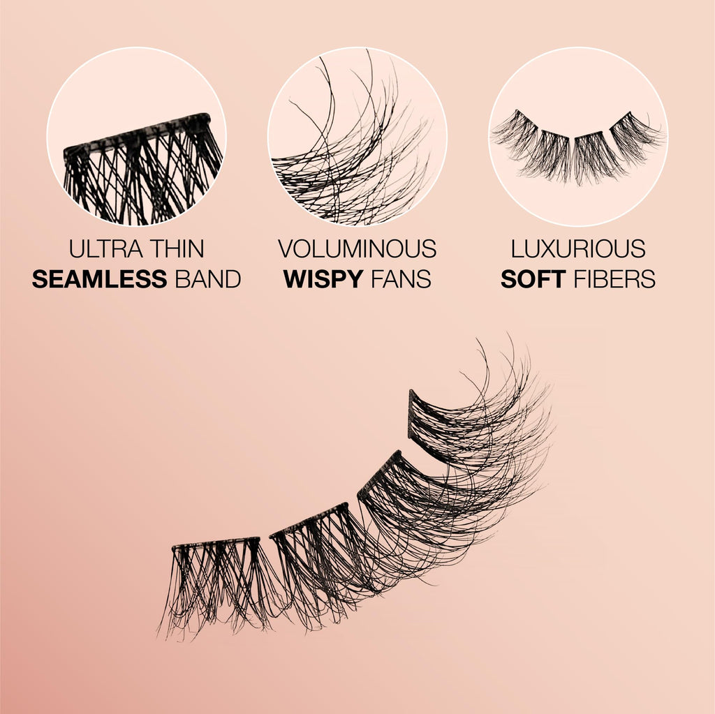 VLuxe Soft Luxe Faux Mink Lash Cluster, 12-16mm Seamless DIY Lash Extensions, Volume & Wispy Fans, Luxurious Soft Fibers, Ultra Comfort False Eyelashes with Lightweight Thin Band for Natural Blending